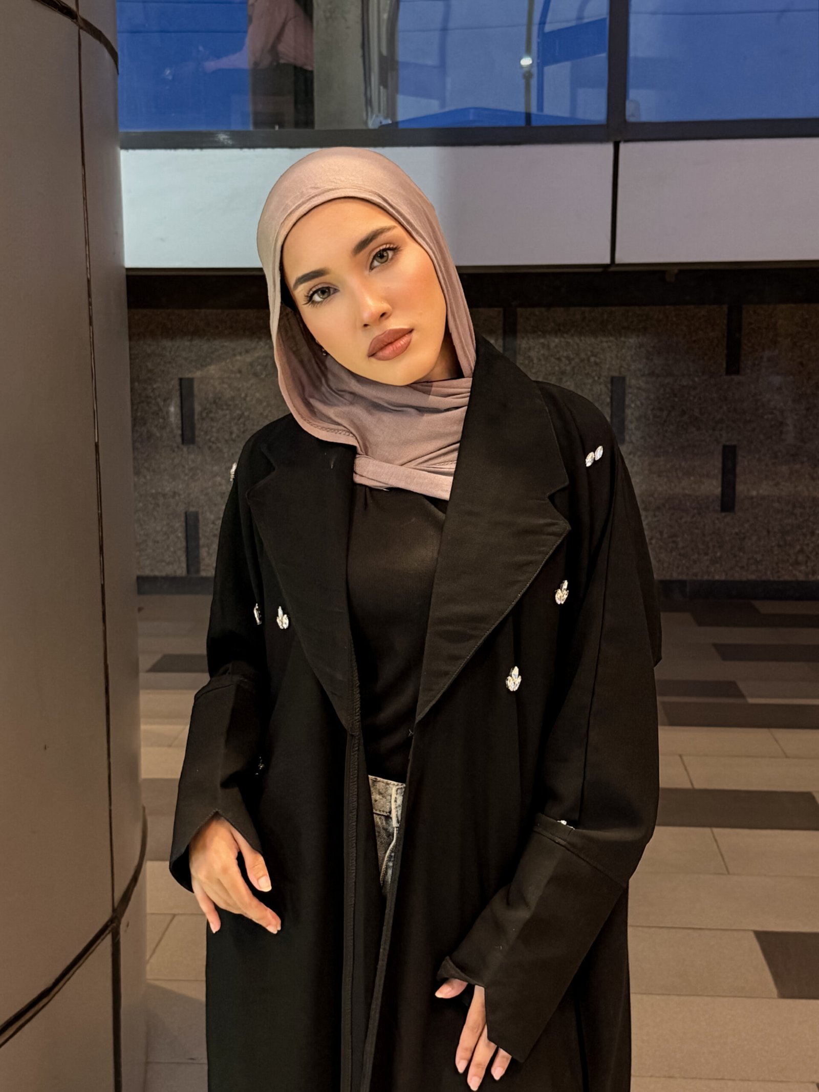 Black Formal Coat Abaya Complete Set